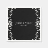 Serviette En Papier Mariage gothique noir et blanc (Devant)