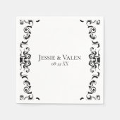 Serviette En Papier Mariage gothique noir et blanc (Devant)