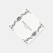Serviette En Papier Mariage gothique noir et blanc (Coin)
