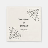 Serviette En Papier Mariage gothique noir et blanc (Devant)