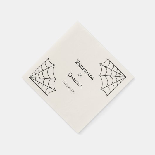 Serviette En Papier Mariage gothique noir et blanc (Coin)