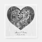 Serviette En Papier Mariage gothique noir et blanc squelette Couple (Devant)