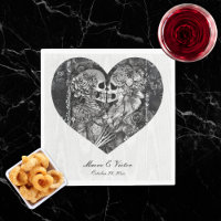 Mariage gothique noir et blanc squelette Couple