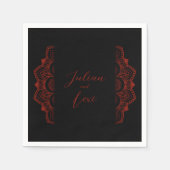 Serviette En Papier Mariage gothique noir et rouge (Devant)