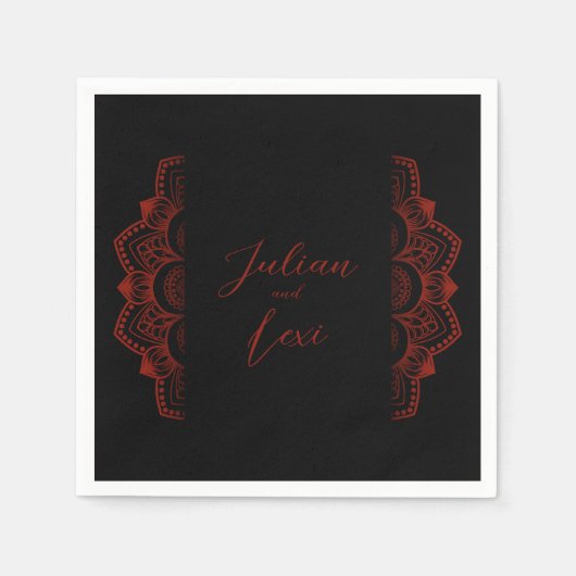 Serviette En Papier Mariage gothique noir et rouge (Devant)