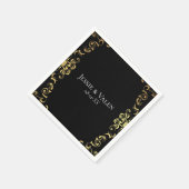 Serviette En Papier Mariage gothique or et noir (Coin)