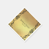 Serviette En Papier Mariage gothique or et noir (Coin)