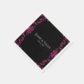 Serviette En Papier Mariage gothique rose chaud et noir (Coin)