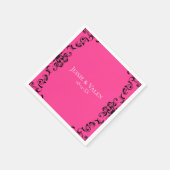 Serviette En Papier Mariage gothique rose chaud et noir (Coin)