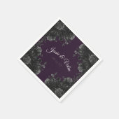 Serviette En Papier Mariage gothique Rose gris violet (Coin)