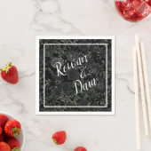 Serviette En Papier Mariage gothique Rose noir blanc (En situation)