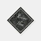 Serviette En Papier Mariage gothique Rose noir blanc (Coin)