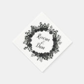 Serviette En Papier Mariage gothique Rose noir blanc (Coin)