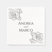 Serviette En Papier Mariage gothique Rose Noire Et Blanc (Devant)