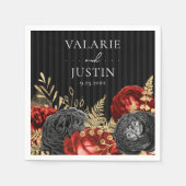 Serviette En Papier Mariage gothique rouge et noir (Devant)