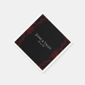 Serviette En Papier Mariage gothique rouge et noir (Coin)