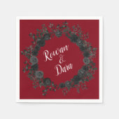 Serviette En Papier Mariage gothique rouge et noir Rose (Devant)