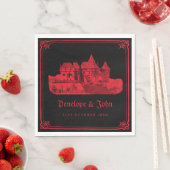 Serviette En Papier Mariage gothique vampire château noir rouge (En situation)