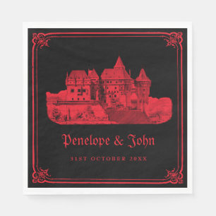 Serviette En Papier Mariage gothique vampire château noir rouge