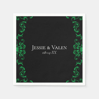 Serviette En Papier Mariage gothique vert et noir