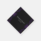 Serviette En Papier Mariage gothique violet et noir (Coin)