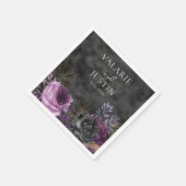 Serviette En Papier Mariage gothique violet et noir floral (Coin)