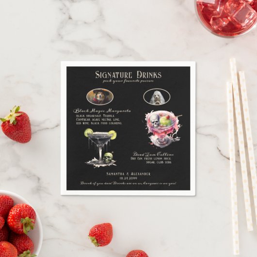 Serviette En Papier Mariage gothique Whimsigoth Chien Signature Boisso (En situation)