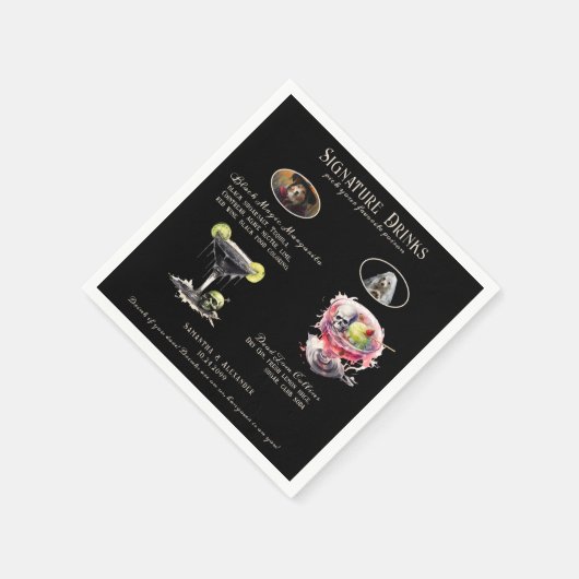 Serviette En Papier Mariage gothique Whimsigoth Chien Signature Boisso (Coin)