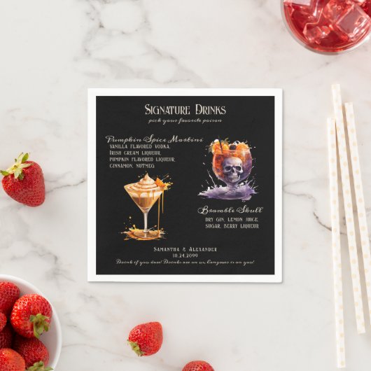 Serviette En Papier Mariage gothique Whimsigoth Signature Boissons (En situation)