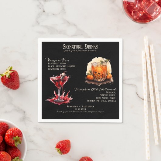 Serviette En Papier Mariage gothique Whimsigoth Signature Boissons (En situation)