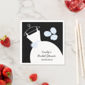 Serviette En Papier Mariage Gown Blue brique douche 'Texte' noir (En situation)