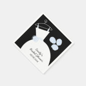 Serviette En Papier Mariage Gown Blue brique douche 'Texte' noir (Coin)