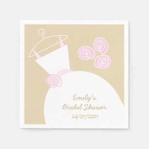 Serviette En Papier Mariage Gown rose nuptiale douche 'Texte' beige