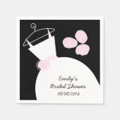 Serviette En Papier Mariage Gown rose nuptiale douche 'Texte' noir (Devant)