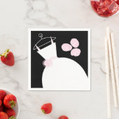 Serviette En Papier Mariage Gown rose papier serviette noir (En situation)