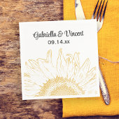 Serviette En Papier Mariage graphique de tournesol jaune