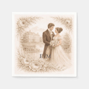 Serviette En Papier Mariage Gravure Botanique Régence