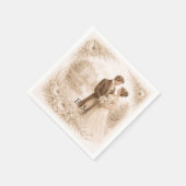 Serviette En Papier Mariage Gravure Botanique Régence (Coin)
