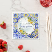 Serviette En Papier Mariage grec italien Carreaux bleus Citrons Shower (En situation)