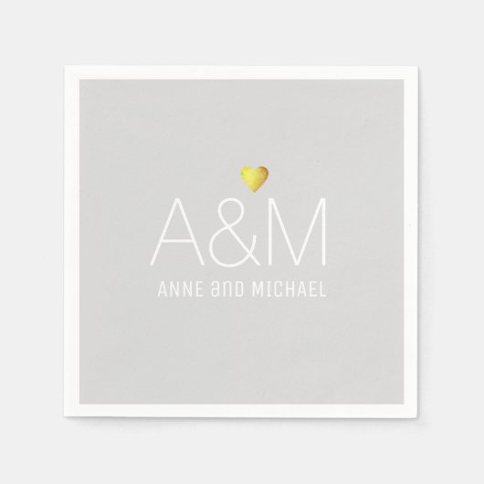 Serviette En Papier Mariage gris clair classique Monogrammé (Devant)