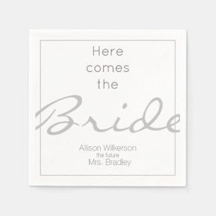 Serviette En Papier Mariage gris et blanc Voici venir la mariée