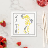 Serviette En Papier Mariage gris et jaune pour hippocampe et algues (En situation)