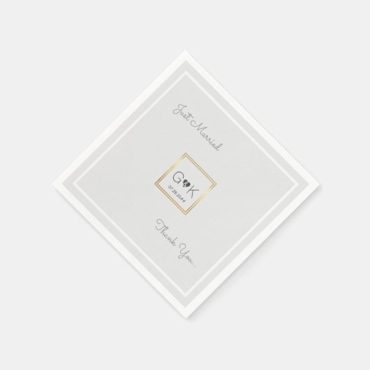 Serviette En Papier mariage gris pâle monogrammé (Coin)