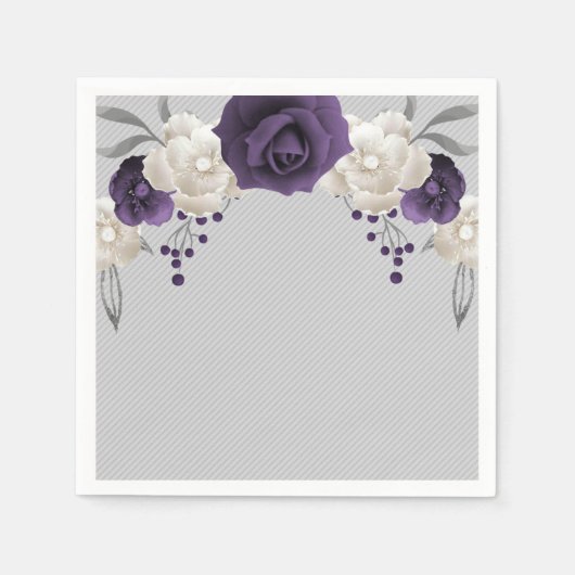 Serviette En Papier mariage gris pourpre et poussiéreux (Devant)