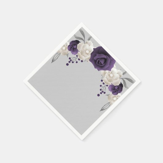 Serviette En Papier mariage gris pourpre et poussiéreux (Coin)