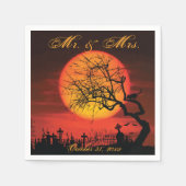 Serviette En Papier Mariage Halloween Noir Et Orange (Devant)