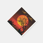 Serviette En Papier Mariage Halloween Noir Et Orange (Coin)