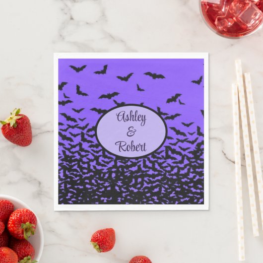 Serviette En Papier Mariage Halloween Personnaliser les noms Voler hor (En situation)