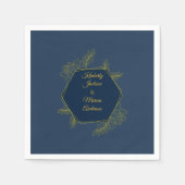 Serviette En Papier Mariage Hexagone Élégance Dorée (Devant)