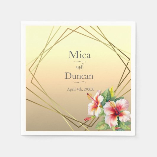 Serviette En Papier Mariage Hibiscus moderne (Devant)